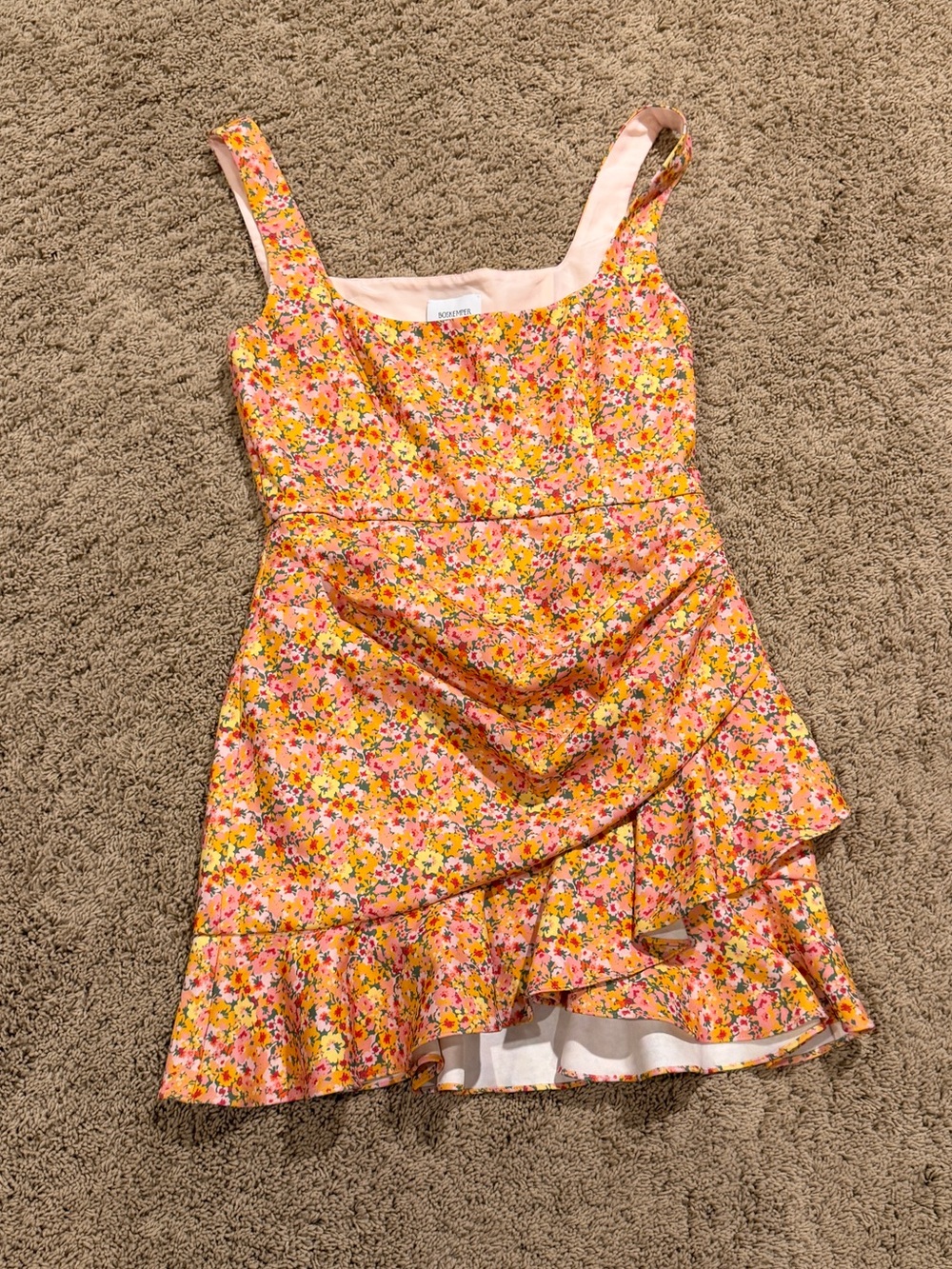 Floral Yellow Mini Dress with Ruffle Hem